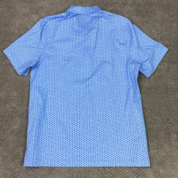 Bugatchi Polo Shirt Men's Large Periwinkle Blue 8 Way Stretch Golf Geometric NWT - Picture 3 of 12